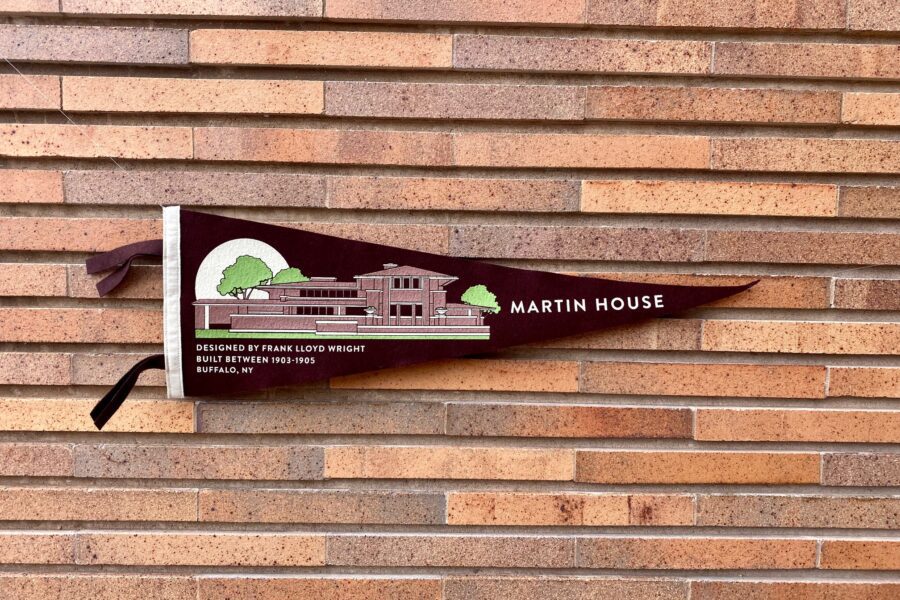 Pennant on brick