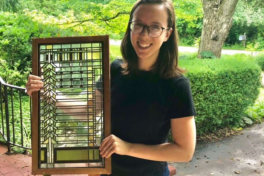 Taylor with art glass window